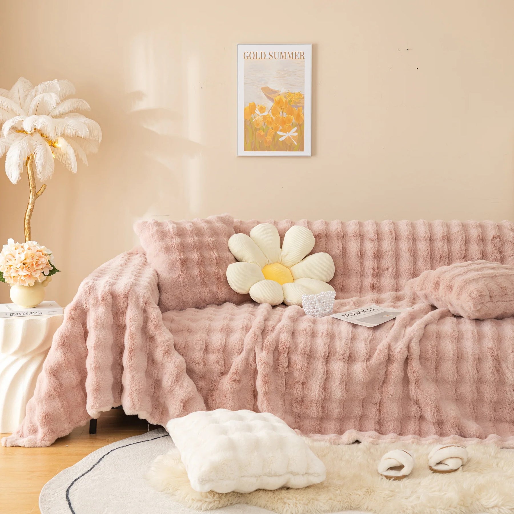 Pembe Renk Tek Parça Merinos Örtü